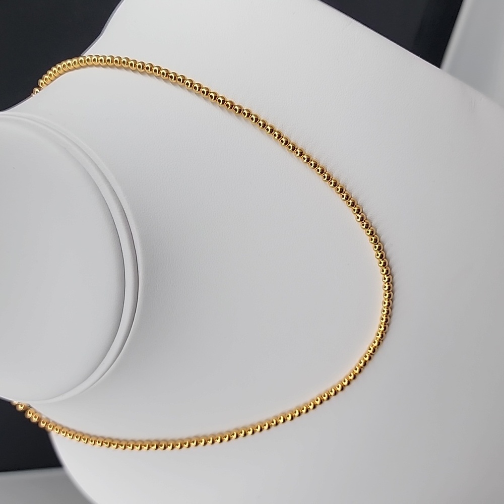 18K Yellow Gold Bubble Necklace Size 16" to 18" Chain Lightweight 2mm Au750 NEW - Picture 2 of 9